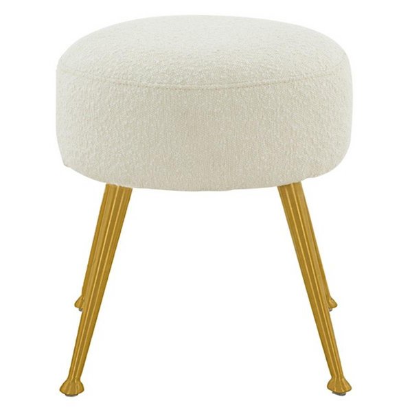 Safavieh Anna Sheepskin Ottoman, Ivory & Gold SFV4747D